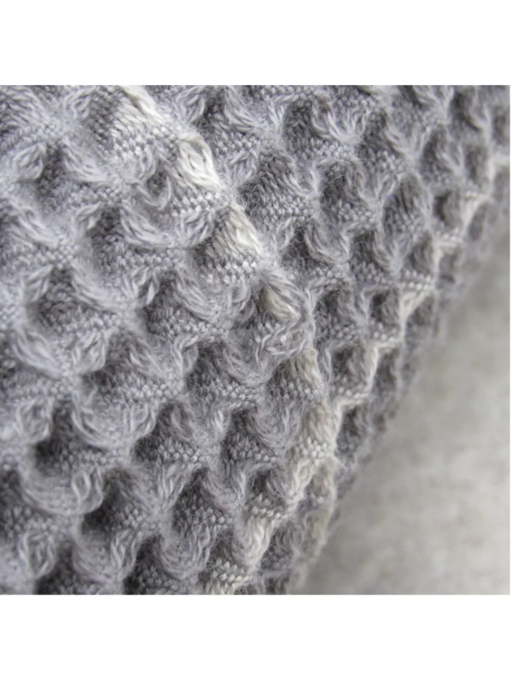 Boll & Branch 100% Organic Cotton Waffle Knit Throw Blanket Grey Fringe 50x70